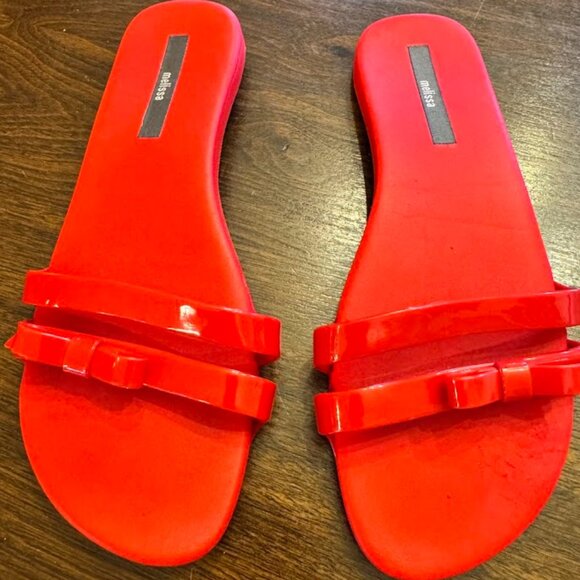 MELISSA Red Flip Flops Sandals Jellies Shoes Women's Size 9 - Picture 1 of 9
